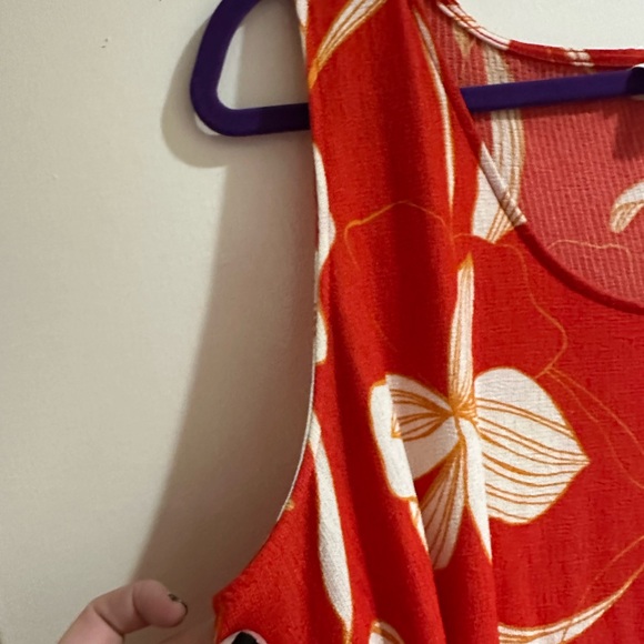 Ava & Viv Red and White Floral Dress Tropical - Picture 3 of 9